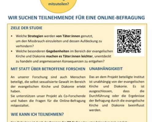 Flyer zur Online-Befragung: Sexualisierte Gewalt in der evangelischen Kirche und Diakonie