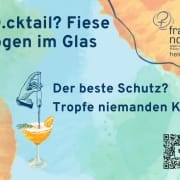 Flyer zur Plakatkampagne K.O.-Tropfen des Frauennotruf Heidelberg