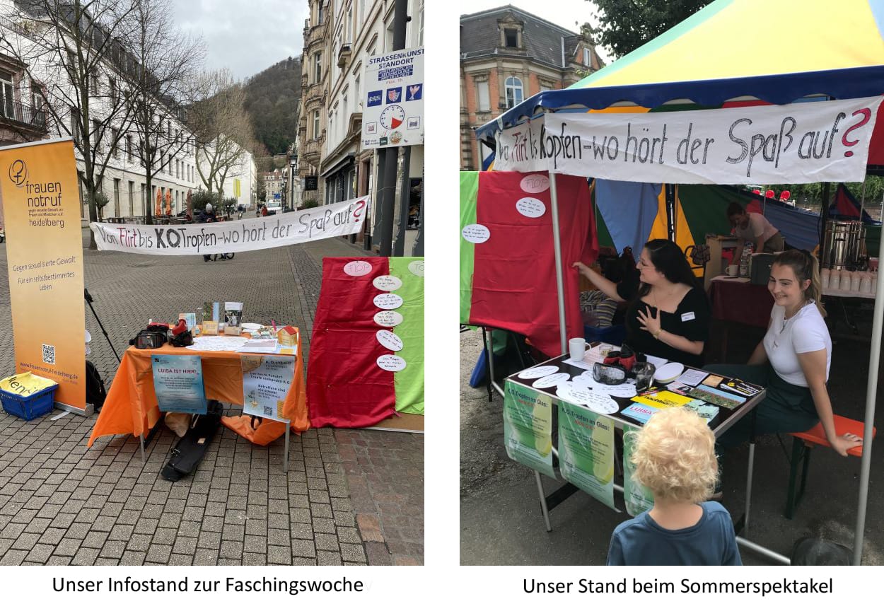 Präventionskampagnen des Frauennotruf mit altem K.O.-Tropfen-Stand 