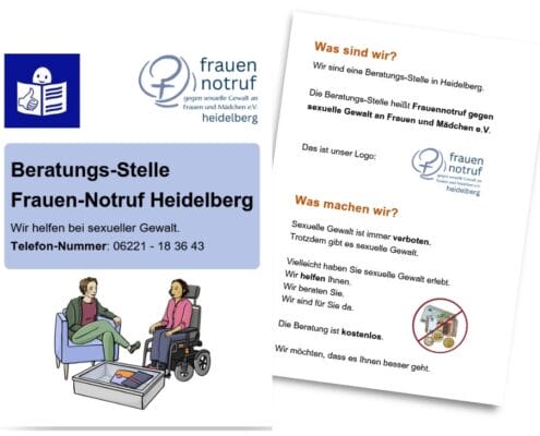 Deckblatt und erste Seite des Flyers in Leichter Sprache