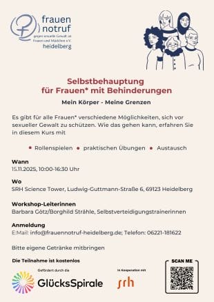 Flyer zum Selbstbehauptungskurs für Frauen* mit Behinderung